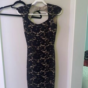 Elegant Black and Cream Lace Dress